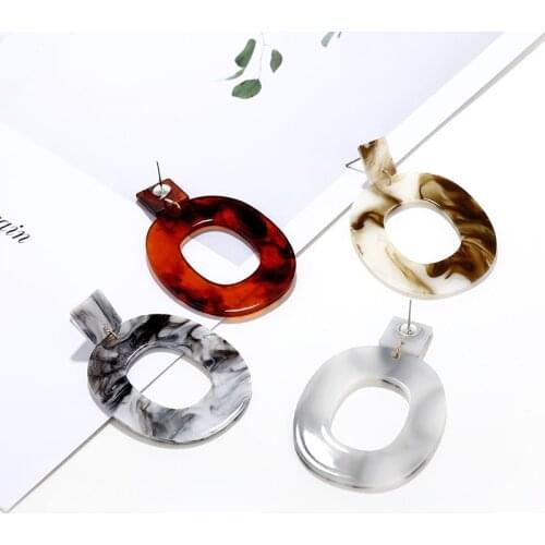 Fashion Acrylic Earring Hollow Oval Round Pendant Colorful Earrings Geometry Bohemian Jewelry For Women Accessories Gift2019