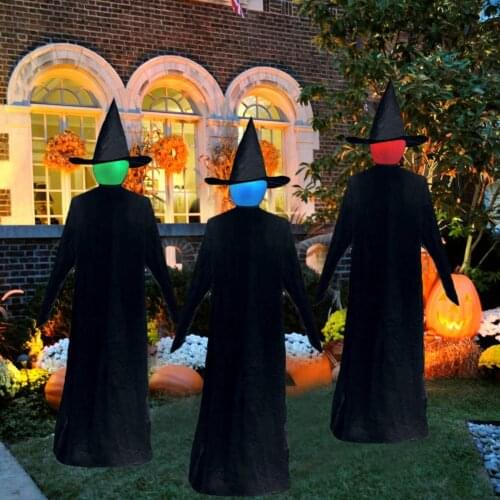 1.7m Halloween Screaming Witch Faceless Witch Ornament Face Light-Up Witches With Stakes Sound Control Activated Sensor 2020