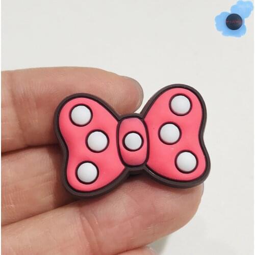 1pcs Bowknot Cartoon Character Kids Lovely PVC Shoes Accessories Garden Shoe Decorations Fit Croc Jibz Charm Party Presents