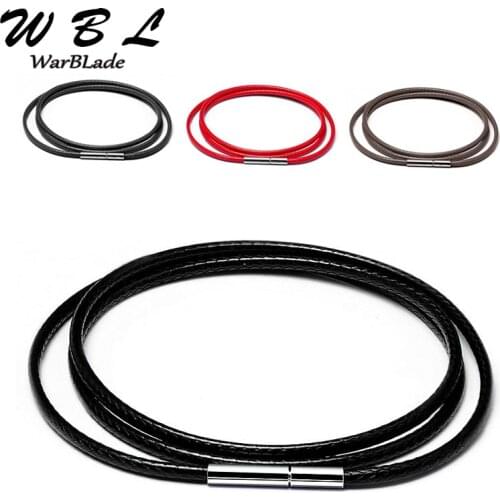 3pcs/lots Necklace Cord Black Leather Cord Wax Rope 1mm-3mm Chain With Stainless Steel Rotary Buckle For DIY Necklace Jewelry