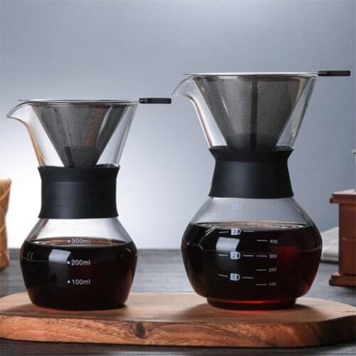300ml/600ml Creative Heat Resistant Glass Coffee Pot Transparent Coffee Maker with Handle Espresso Water Drip Tea Filter Tools