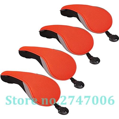 4pcs/set Orange Thick Neoprene Foam Golf Club Hybrid Head Cover UT Rescue Cover with adjustable No Tag