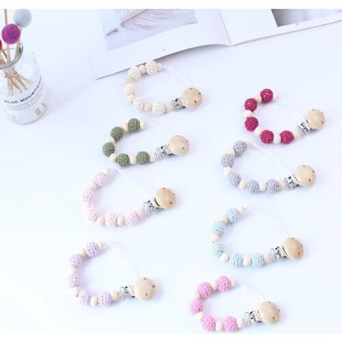 Pacifier Clip Chain Baby Infant Soothie Care Accessories Wood Beads Prevent drop down Paci Holder Clips Teether Shower Toy 0818