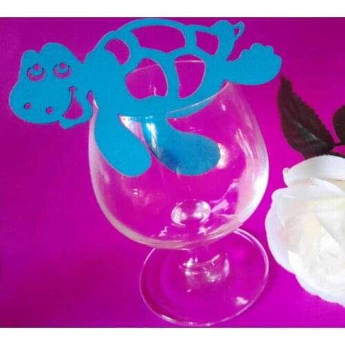Free Shipping 100pcs Ocean wedding Table Marker Wine Glass Name Place Cards blue Tortoise table cards wine glass markerspc001