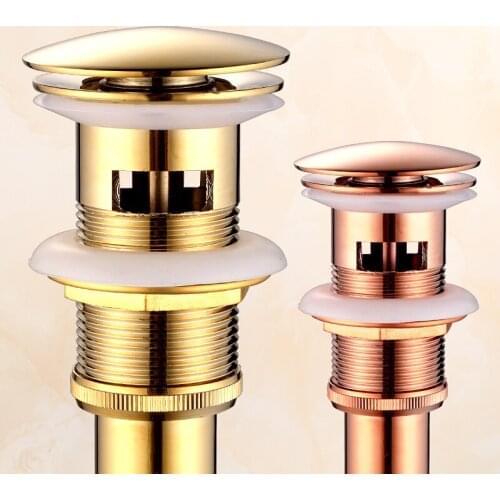 Free Shipping Golden & Rose Gold Brass Basin Pop Up Drain Basin Sink Waste Drainer