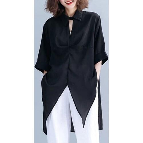 Plus Size Women Blouse Long Shirts Big Size Summer Elegant Office Lady Tops Tunic Loose Casual Solid Female Chiffon Clothes