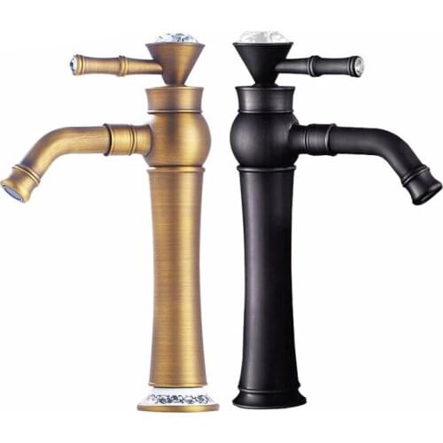 Bronze and Black Colors Brass Material Deck Mounted Cold & Hot Water of 360 Turn Spout Faucet