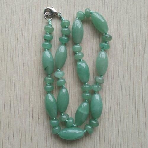 2017 new fashion hot selling good quality natural green aventurine rice shape beads pendants & necklace diy jewelry making free
