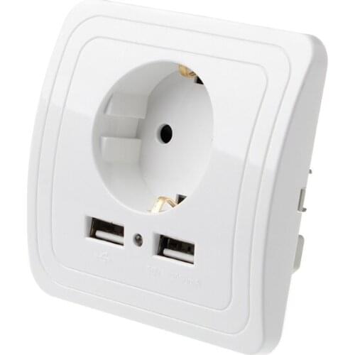 Dual USB Port 5V 2A Electric Wall Charger Adapter EU Plug Socket Switch Power Charging Outlet