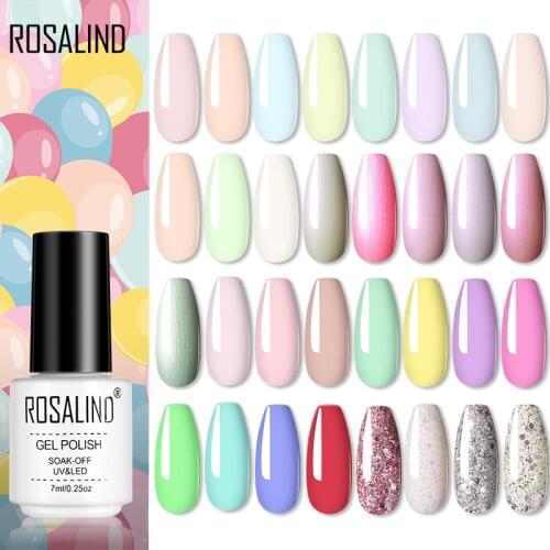 ROSALIND Gel Polish Nail Varnishes Gel Design Semi-permanent UV/LED Lamp Primer Manicure Gel For Building Nail Stickers Macaron