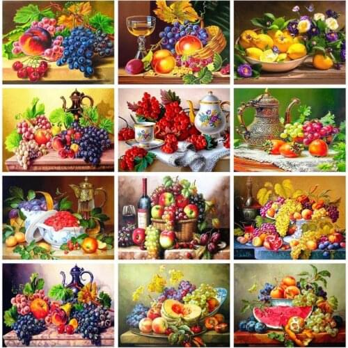 Ceramic Full Diamond Painting Kitchen Fruit Mosaic Art Sticker Embroidery Stones Picture Puzzle Toys Kids Gifts Decor Small Size