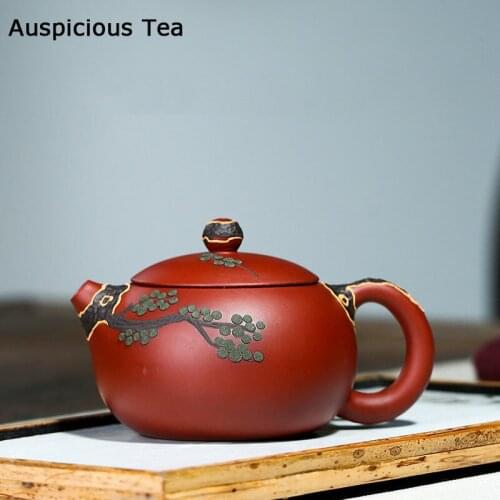250ml Chinese Yixing Purple Clay Teapots Ball Shaped Infuser Xishi Tea Pot Kettle Handmade Raw ore Dahongpao Teaware Tea Set