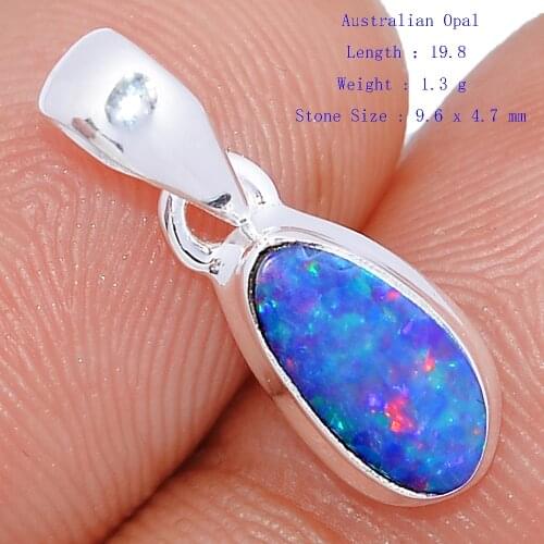 Very small Genuine Australian OPAL Pendant 925 Sterling Silver, Women Fine Jewelry gift