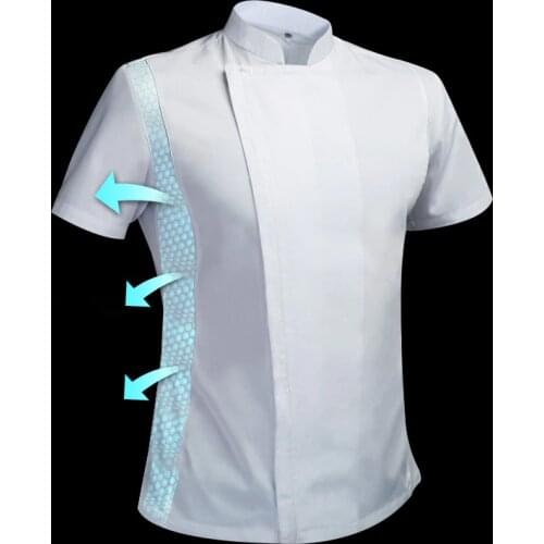 Summer chef costume cook jacket male chefs white shirt Restaurant Uniform Barber Shop Workwear Overalls