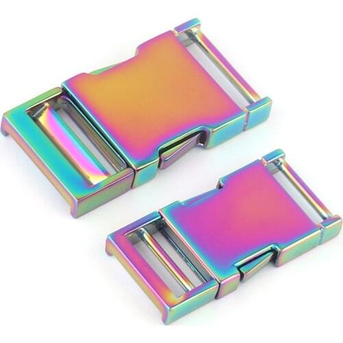 25mm Rainbow Metal Adjuster Slide Release Buckle,Dog Collar Hardware Strap Buckle Making Purse Handbag Backpack Webbing Supplies