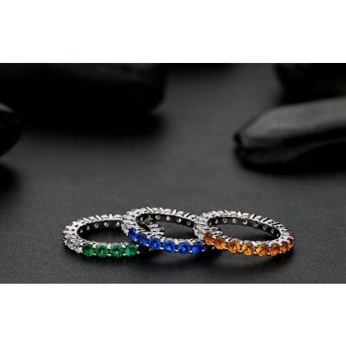 Trendy 100% 925 Sterling Silver Rings Spphire Emerald Created Moissanite Gemstone Wedding Band Ring For Women Fine Jewelry Gift