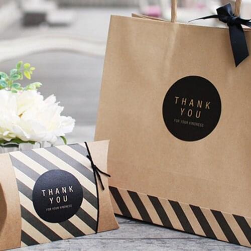 60pcs Round Black Kraft Thank You Seal Sticker Kraft Paper Sealing Sticker DIY Gifts Posted Baking Decoration Label For Party