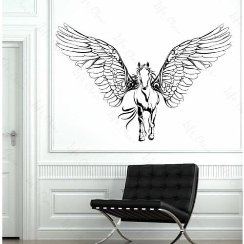 Wall Vinyl Horse Wings Pegasus Mustang Mural Kindergarte Decal Sticker Wings flying horse childrens room boy girl room Sticker
