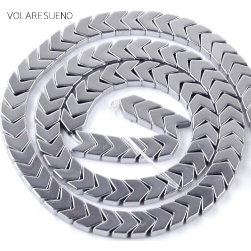Natural Arrow Shape Silvers Hematite Stone Beads Spacer Loose Beads For Jewelry Making 4*2/6*3/3*3/8*3mm Diy Bracelet Strand 15"