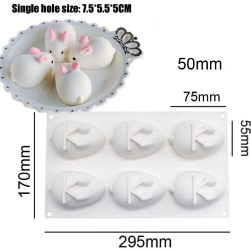 New DIY Cube Mousse Silicone Cake Mold Chocolate 6- Rabbit Cake Silicone Forms Ice Cream Pudding Jelly 3d Decoration Baking Tool