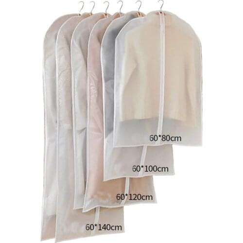 Transparent Wardrobe EVA Storage Bags Cloth Hanging Bags Garment Suit Coat Dust Cover Washable Clothing Bag Pouch Case Organizer