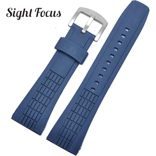 26mm Watch Band for Seiko Rubber Strap VELATURA Series Black 26mm Pin Tang Buckle Men Wristwatch Bracelet Diving Wristband Strap