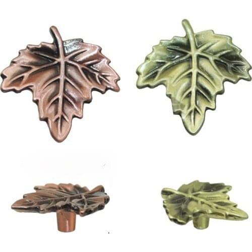 5pcs Maple Leaves Handle and Knobs Vintage Bronze Knobs for Kitchen Drawer Cabinets Wardrobe Small Pull handle Single Hole