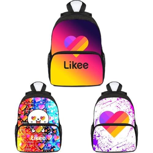 Russia Type Like App Backpack "LIKEE 1 (Like Video)" Bag Kids 3D Printed Zipper Kindergarten Cute School Bags Bookbag 13 Inch