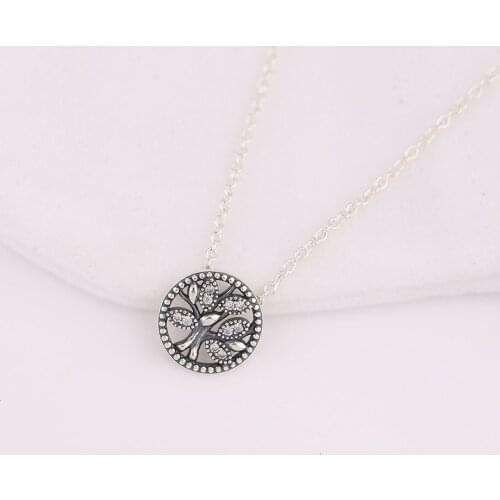 S925 Family HeritageTree Of Life With Crystal Necklace For Women Wedding Party Gift fit Lady Fine Jewelry