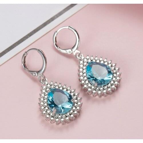 Earrings fashion boho jewelry for girls New Arrival Earrings hoops Valentine Gifts blue cubic zircon cute earrings
