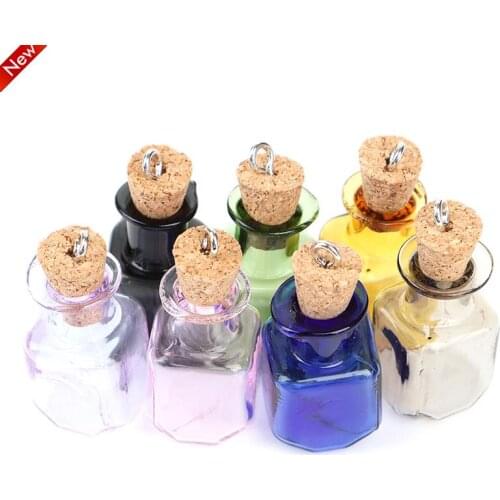 Cute Bottles With Cork Little Bottles Gift Tiny Jars Vials Mix 7Colors Decor Crafts Mini Glass Color Bottles Rectangle