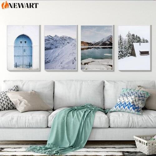 Nordic Landscape Wall Art Modern Canvas Painting Wall Poster Print Snowberg Decoration Picture for Living Room Home Design Decor