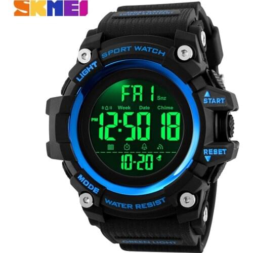 SKMEI Sport Watches Fashion Men Digital Watch Clock 2 Time 12/24 Hour EL Ligjt Waterproof Wristwatch Relogio Masculino 1384
