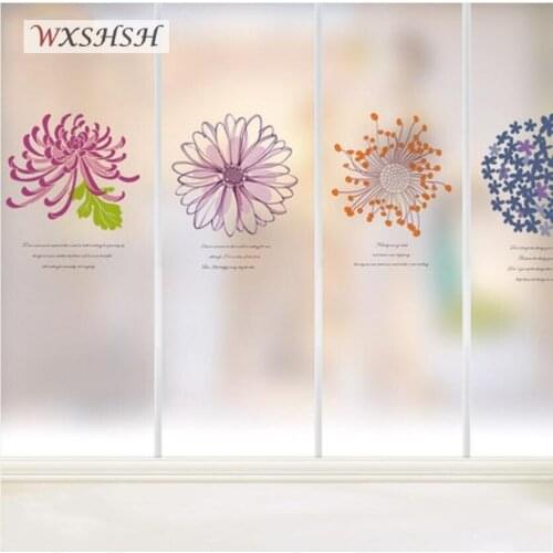 Static Cling Custom Size Window Film Flower Pattern Partition Window Door Decoration Water-Proof Privacy Protection Tint-Film