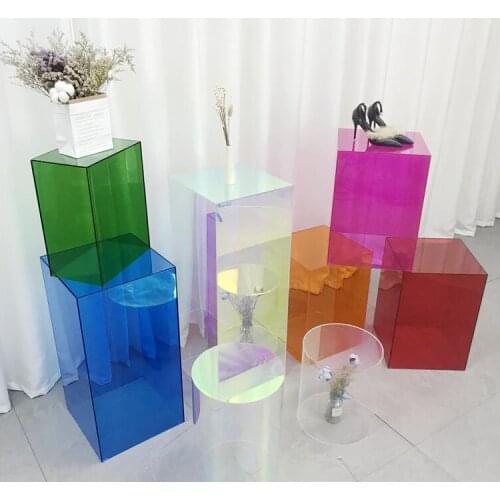 Clothing store display rack high and low water table window transparent square table womens props acrylic shoe bag display