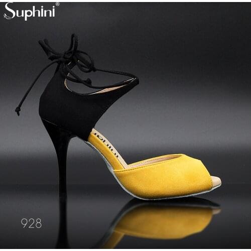 Suphini New Arrivals Sexy 9cm Small Open Toe Ankle Strap Argentina Tango Sandal Dance Shoes