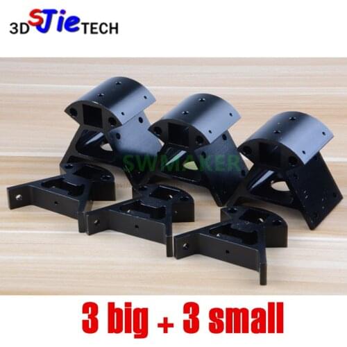 6pcs/set RepRap Delta Kossel Mini Corner Fitting Aluminium Alloy Mount Frame Bottom Vertex+Top kit For 3d Printer 2020 Extrusion
