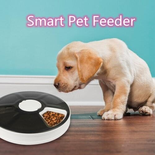 Pet Smart Feeder Pet Six-hole Timing Automatic Feeder Pet Cat Dog Supplies Large Chassis Protect Food Reduce Waste ABS Material
