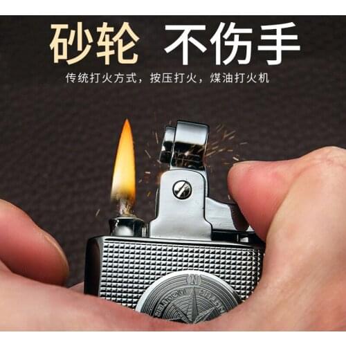 High Grade Waterproof Windproof Kerosene Lighter Retro Copper Cigarette Cigar Lighter Mens Smoking Tool Men Gift Gadgets