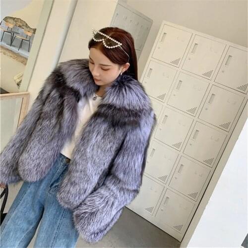 FURSARCAR 2020 NEW Winter Thick Silver Fox Fur Coat For Women 50cm Short Real Natural Fur Jacket Fashion Whole Skin Outwear