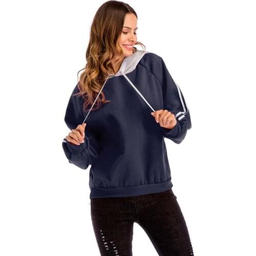 Womens Sweatshirt with Hood for Autumn Winter Fashion Patchwork Hoodie Fleece Lining Sports Casual Plus Size Pullover Clothing