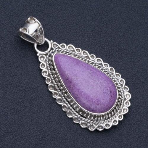 Natural Charoite Punk Style 925 Sterling Silver Pendant 2" P0737