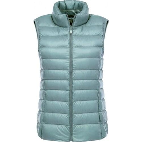 New Ultra Light Down Vest Chalecos Para Mujer Women Sleeveless Short Vest Korean Stand Collar White Duck Down Waistcoat Female