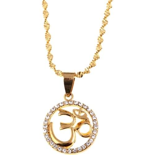 Gold Color OHM Hindu Buddhist AUM OM Pendant Necklace Hinduism India Outdoor Sport Yoga Jewelry