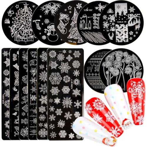 1 PC Nail Art Stamp Plates Nail Polish Print Leaf Flower Dreamcatcher Snowflake Christmas Stamper Scrapper Sponge