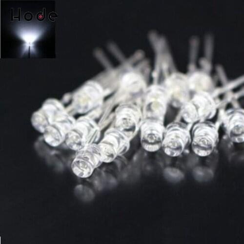 100PCS F3 3MM FLAT TOP LED WHITE Wide Angle Leds Lamps
