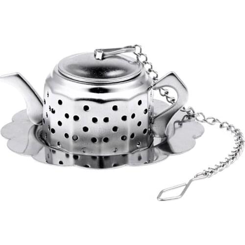 100pcs/lot Teapot Pot Shape Stainless Steel Leaf Tea Infuser Filter Strainer Ball Spoon SN445