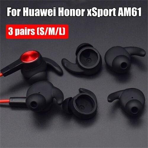 3 Pairs/Set Earbuds Silicone Cover Soft Earphone Bluetooth Headset Earplugs Eartips Cover Accessory for Huawei Honor xSport AM61