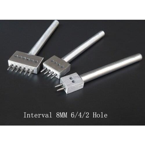 3Pcs /Set 2/4/6 Hole 8MM Stainless Steel Leather Craft Tools Punches Lacing Stitching Handmade DIY Graving Accessories