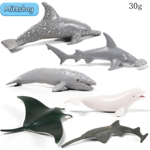 6Pcs Microscape Simulation ocean Animal Model Toys Set Dolphin beluga devil fish Action Figures Educational Toy for Children Toy